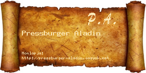 Pressburger Aladin névjegykártya